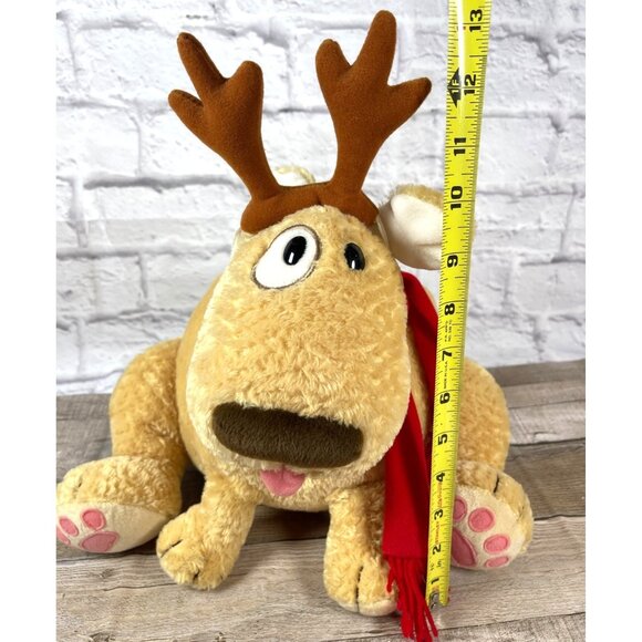 Oh Deer Dog Plush Golden Puppy Lab Reindeer Red Scarf Christmas Holiday Vintage - Picture 10 of 13